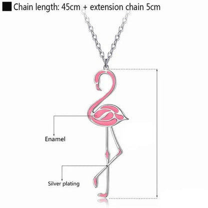Romantic Elegant Engagement Wedding Linkchain Animal Shape Flamingo Pendant Necklace