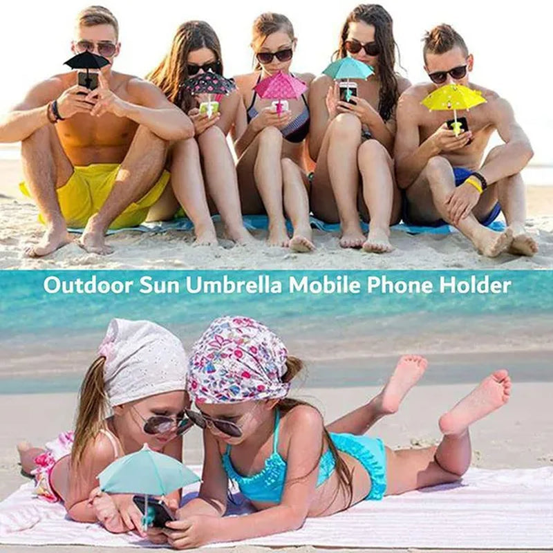 Phone Umbrella Suction Rainproof sunshade Mini umbrella mobile phone stand