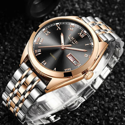 2019 LIGE New Rose Gold Women Watch Business Quartz Watch  Luxury Female Wrist Watch Girl Clock