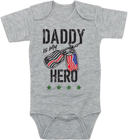 Teenow - Daddy Is My Hero (Custom Color All Branches) - US Military Inspired Baby Infant Bodysuit - Boy/Girl