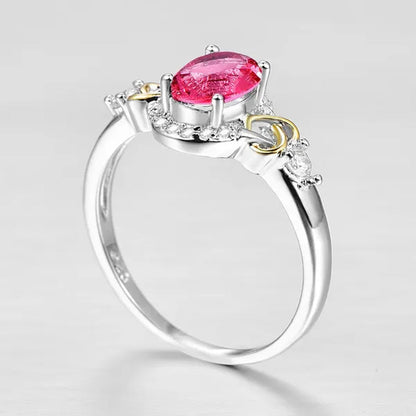 Fashion  Wedding Bride Oval Cut Rainbow Blue Topaz Sapphire Ruby Gemstone Jewelry Ring
