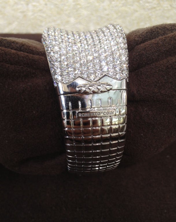 Roberto Coin Fantasia Collection 18k White Gold Diamond Pave Bangle