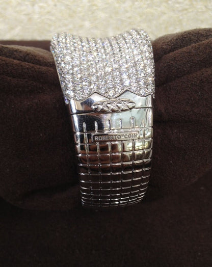 Roberto Coin Fantasia Collection 18k White Gold Diamond Pave Bangle