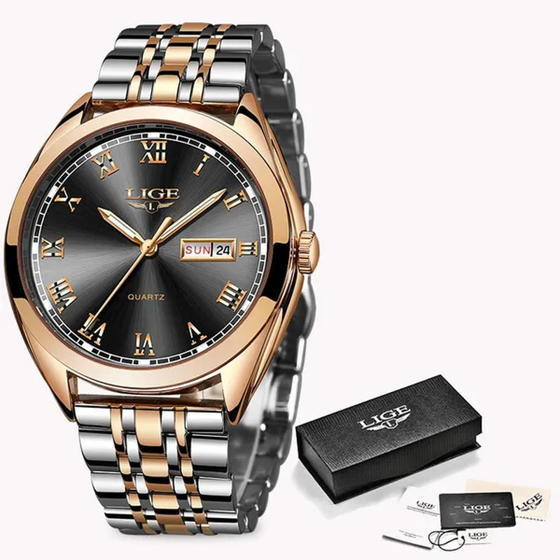 2019 LIGE New Rose Gold Women Watch Business Quartz Watch  Luxury Female Wrist Watch Girl Clock
