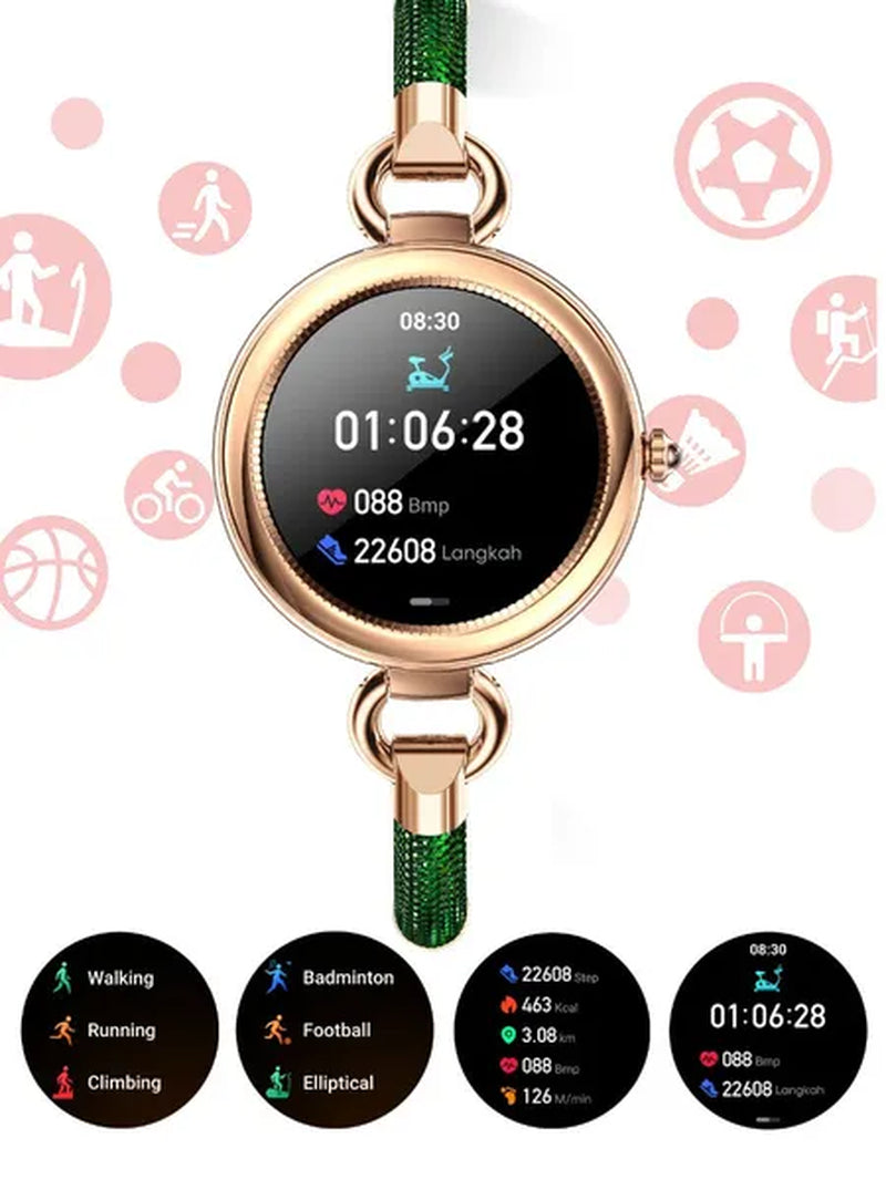 Women Lovely Diamond Bracelet Smart Watch Full Touch Screen Sports Fitness Tracker IP67 Waterproof Women's Smartwatch for Android IOS