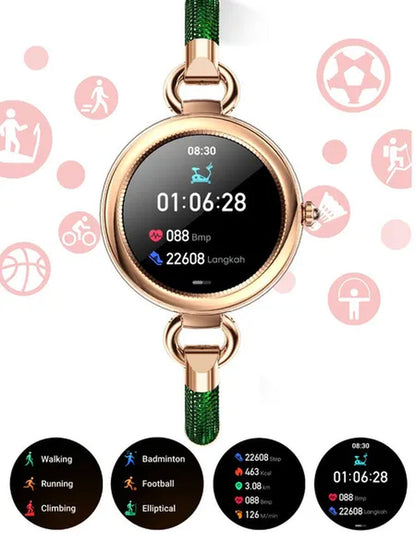 Women Lovely Diamond Bracelet Smart Watch Full Touch Screen Sports Fitness Tracker IP67 Waterproof Women's Smartwatch for Android IOS