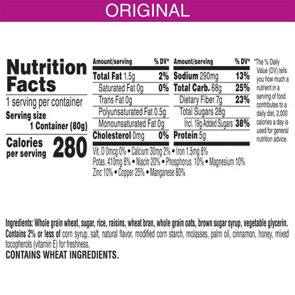 Kellogg'S  Crunch Breakfast Cereal Cups, Fiber Cereal, Made with Real Fruit, Original, 33.6Oz Case (12 Cups)