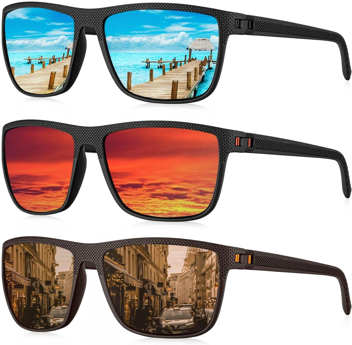 Polarized Sunglasses for Men, Lightweight Sun Glasses with UV Protection for Driving Fishing Golf