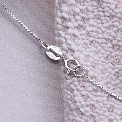 Real 925 Sterling Silver Natural White Ellipse Freshwater Pearl Chain Necklace for Women Gifts FEIGE