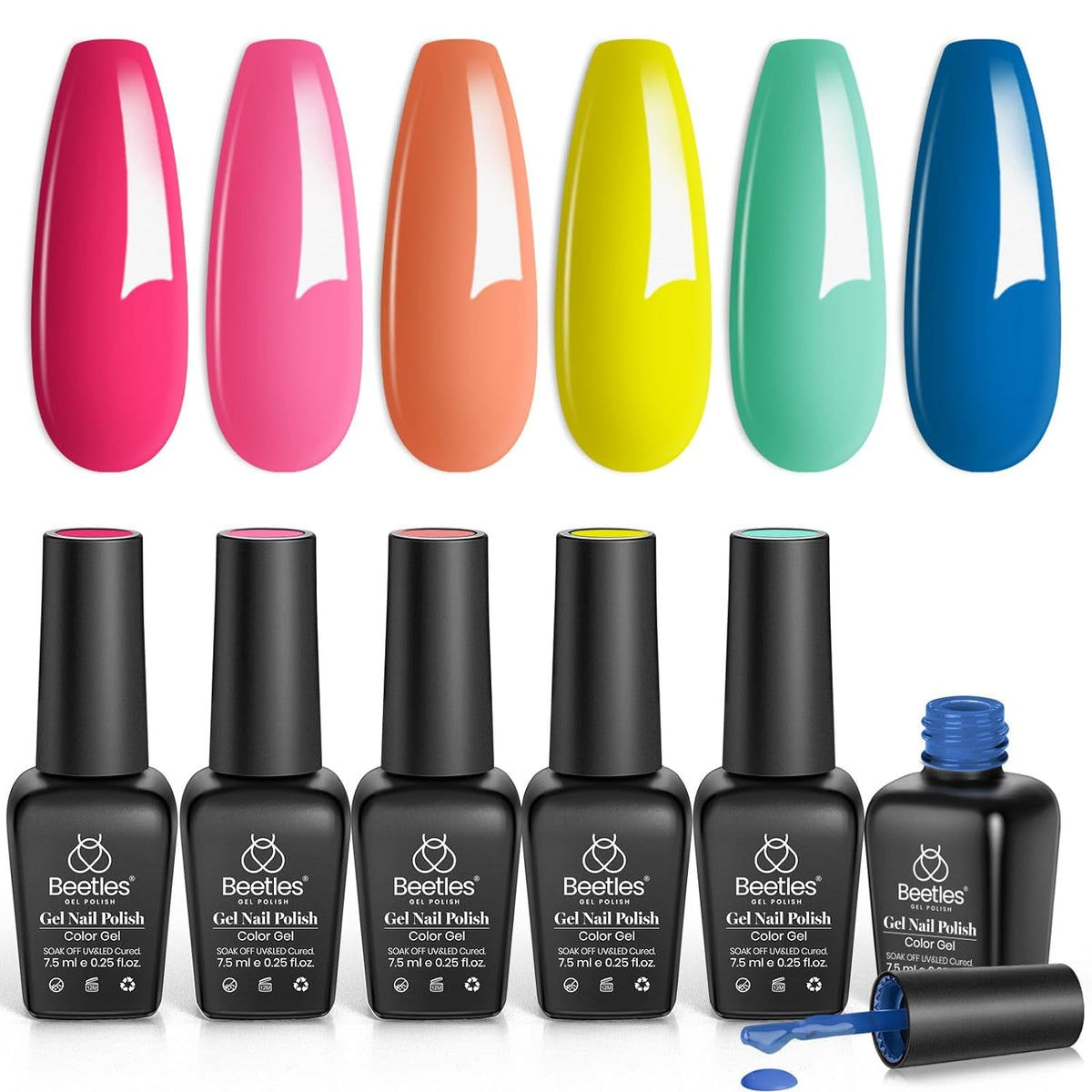 Beetles Gel Nail Polish Kit 6 Colors Green Gel Nail Polish Glitter Pearl Gel Nail Polish Spring Gel Polish Soak off Uv LED Nail Lamp Gel Nail Kit DIY Home Nail Manicure Easter Gel Nail Polish
