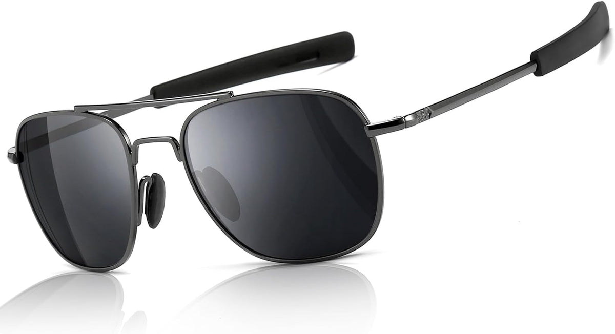 Men's Military Style Polarized Pilot Aviator Sunglasses Bayonet Temples