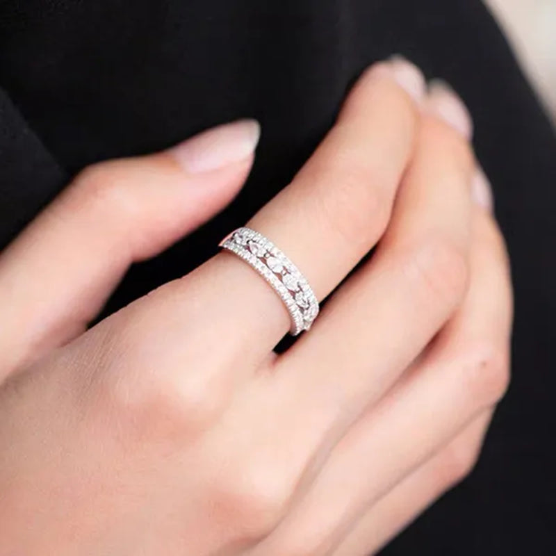 Women's Fashion Moissanite Jewelry Delicate 925 Sterling Silver Ring White Sapphire Marquise Cut Diamond Rings for Women Princess Proposal Engagement Party Accessories Elegant Female Bride Wedding Band Anniversary Gift Size 4-12 Bague Femme