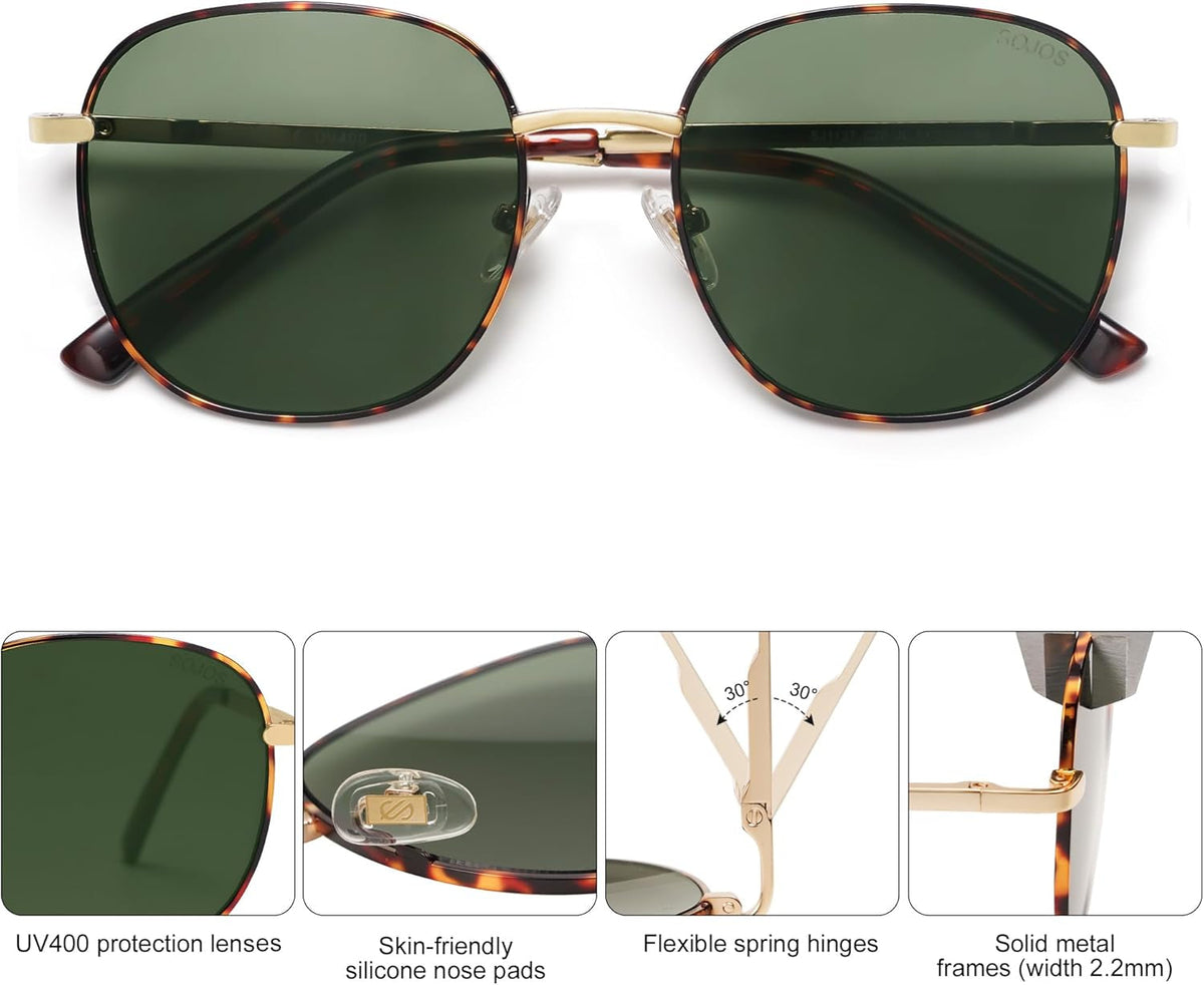 Classic Trendy Square Sunglasses for Women Men Cute Big Frame Gold Shades SJ1137