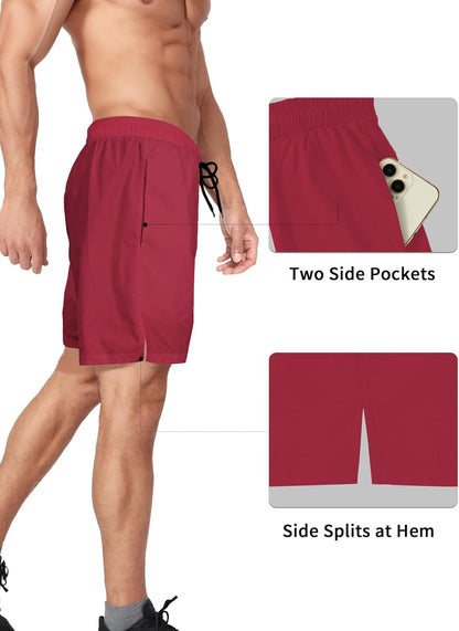 2 Pack Mens Athletic Shorts 5 Inch Inseam Workout Gym Running Shorts for Men Quick Dry Lightweight Summer Shorts