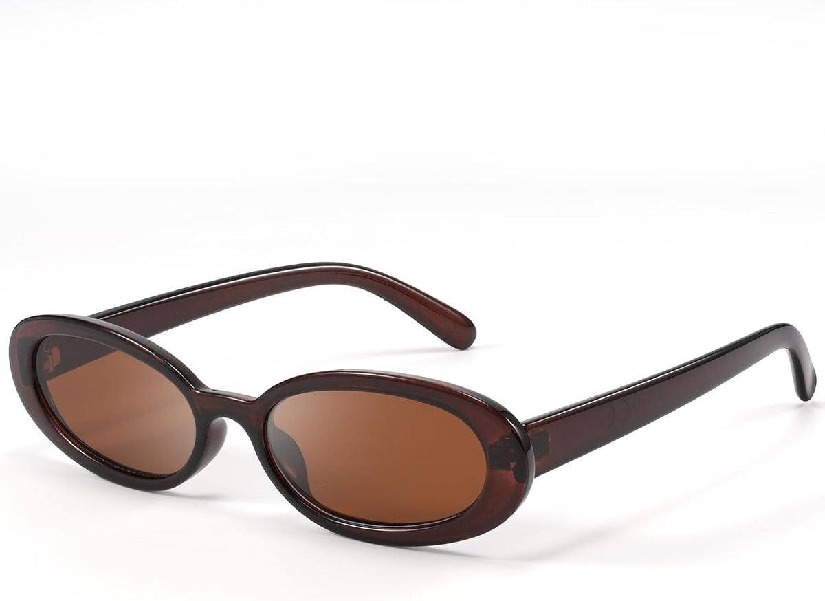 Retro Oval Sunglasses for Women Men Fashion Small Frame Sun Glasses 90s Style Driving Glasses UV400 Protection
