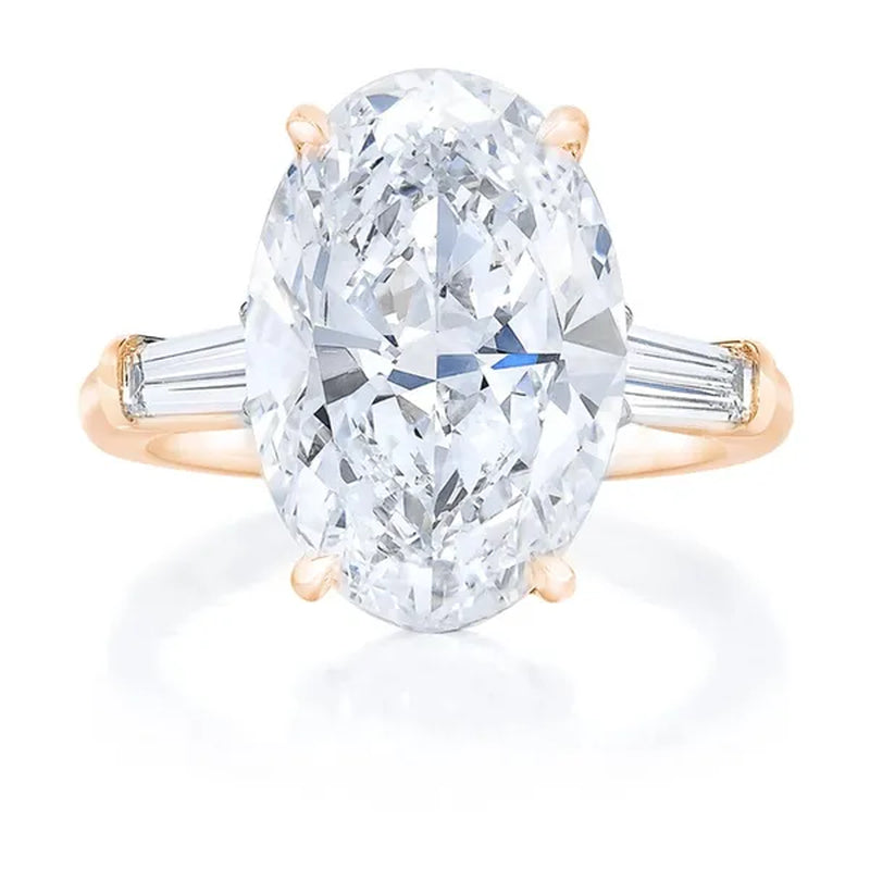 Luxurious Fashion Woman Simple 925 Sterling Silver Natural Oval White Sapphire Diamond Ring Romantic Bride Wedding Accessories Engagement Jewlery Gift for Girlfriend Gemstone Rings Size 4-12