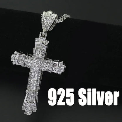 Hip hop cross exquisite men's fashion jewelry 18K gold/925 silver DIAMOND stainless steel pendant necklace