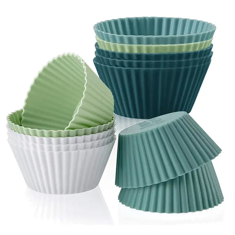 12/24PCS Silicone Cake Mold Round Muffin Cupcake Baking Molds Reusable DIY Cake Decorating Silicon Mould Tools Baking Accessories