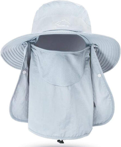 Fishing Hat for Men & Women, Outdoor UV Sun Protection Wide Brim Hat with Face Cover & Neck Flap