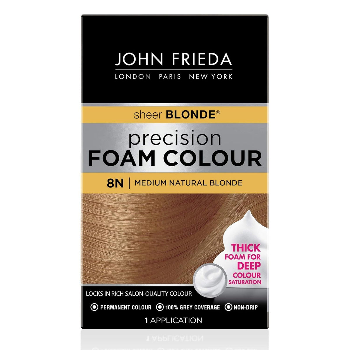 Precision Foam Colour, Medium Natural Blonde 8N, Full-Coverage Hair Color Kit, Anti-Fade Gray Coverage, Deep Color Saturation Hair Dye, 1 Application