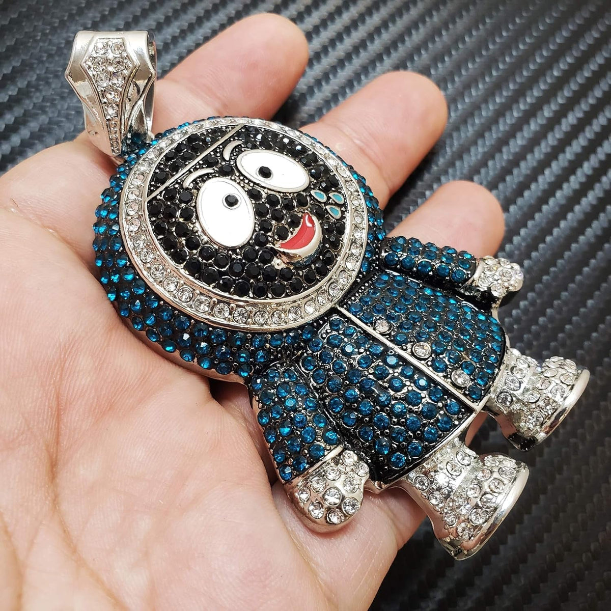 Hip Hop Iced Large BRICK SQUAD ESKIMO Pendant & 18" 1 ROW Tennis Choker Chain Necklace