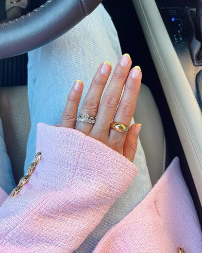 Chunky Rings for Women, 18K Gold Plated Simple Dome Statement Rings for Women Stackable Thick Band Rings Silver Gold Plated Ring Minimalist Signet Ring, Size 5 to 10