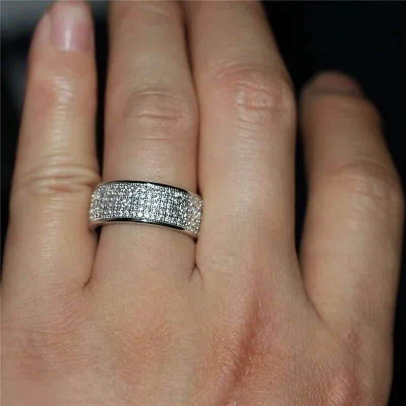 Vojo Hot Sale White Sapphire Diamond Wedding Band Rings Engagement Anniversary Party Jewelry gift