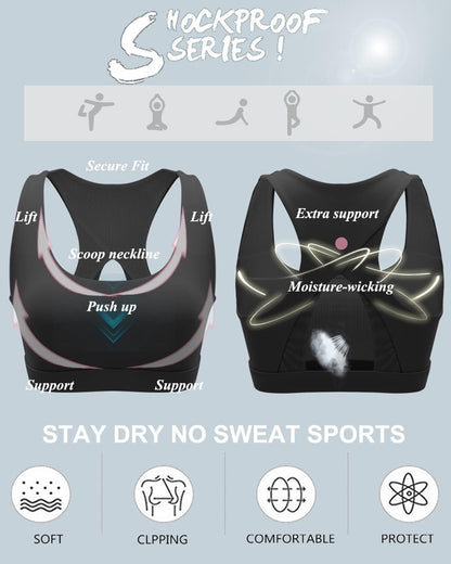 High Impact Sports Bras for Women,Racerback Running Bra Workout Crop Tank Tops Longline Sports Bra Push Up