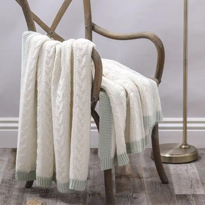 Off-White 100% Acrylic Aromatherapy Peppermint Scented Cable Knit 50 In. X 60 In. Throw Blanket