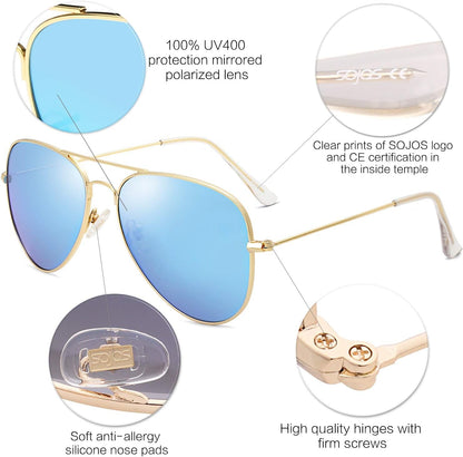 Classic Aviator Polarized Sunglasses for Men Women Vintage Retro Style