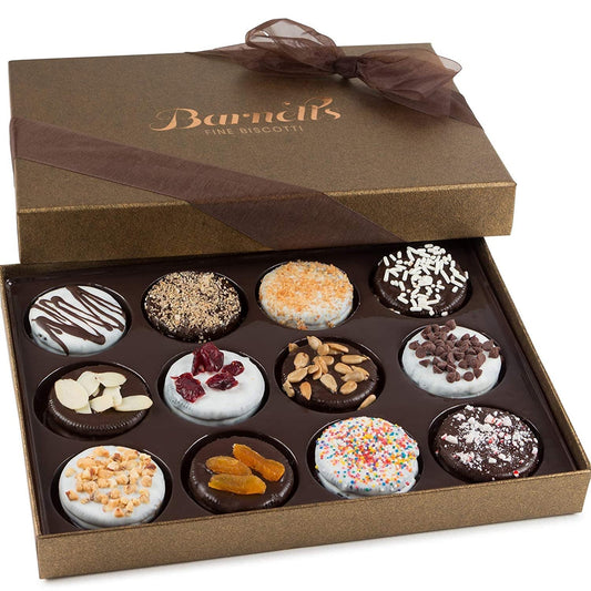 12 Chocolate Valentines Cookies Gift Basket, Gourmet Covered Candy Gift Box for Food Delivery, Cookie Gift Ideas for Galentines Friends Co-Workers