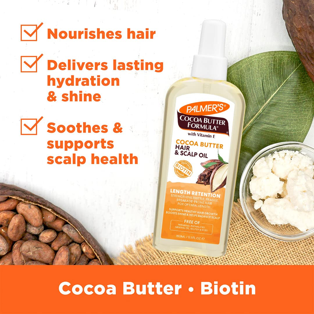 Cocoa Butter & Biotin Length Retention Hair and Scalp Oil, 5.1 Ounce