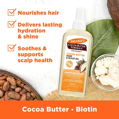 Cocoa Butter & Biotin Length Retention Hair and Scalp Oil, 5.1 Ounce