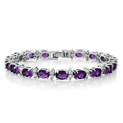 Gem Stone King 925 Sterling Silver Gorgeous Oval and Round Sparkling Cubic Zirconia CZ Tennis Bracelet Jewelry Gift