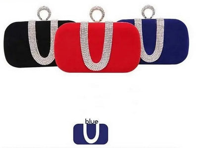 New 2014 Fashion Female Diamond U Shape Diamond Ring Velvet Evening Bag Luxury Finger Clutch Purse Wedding Party Bag With Chain