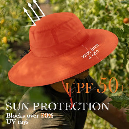 UPF50+ Mens Sun Hat Wide Brim Fishing Hat Foldable Large Brim UV Protection Sun Hat for Men Women Beach Gardening
