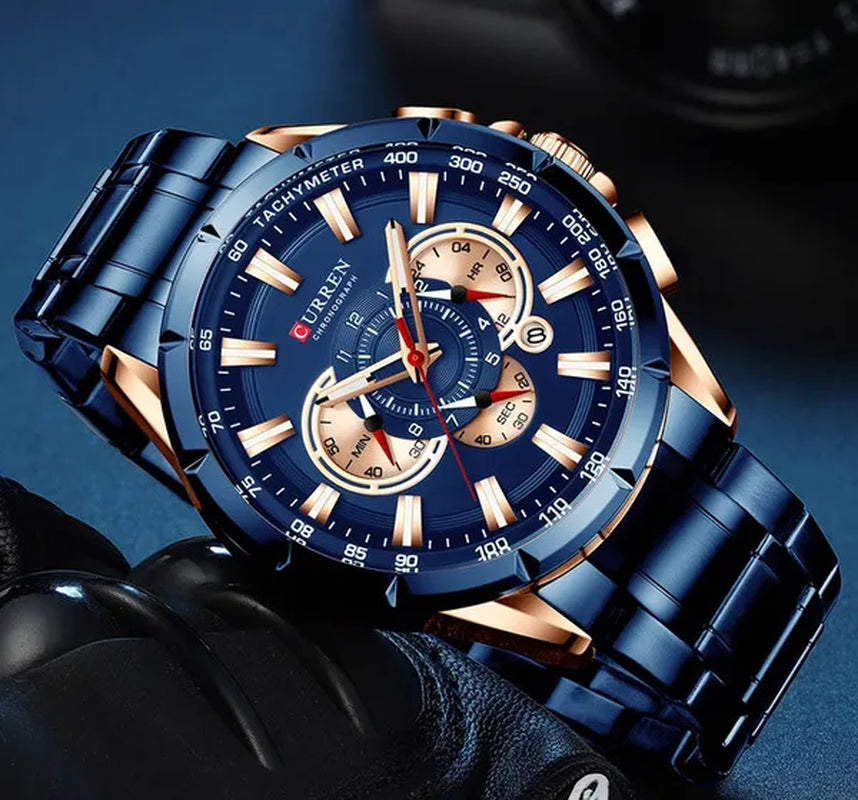 CURREN 8363 Watches For Men Luxury Chronograph Calendar Day Quartz Full Steel Men's Wristwatch