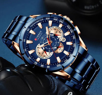 CURREN 8363 Watches For Men Luxury Chronograph Calendar Day Quartz Full Steel Men's Wristwatch