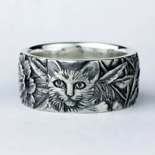 Exquisite 925 Sterling Silver Cat Ring Women Men Party Fine Jewelry