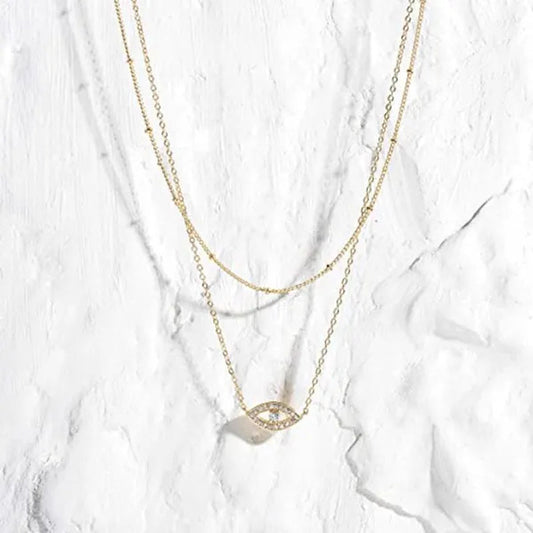 Layered Necklace Pendant Handcrafted 18k Gold Plated Delicate Circle Gold Necklace Layered Long Necklace Women