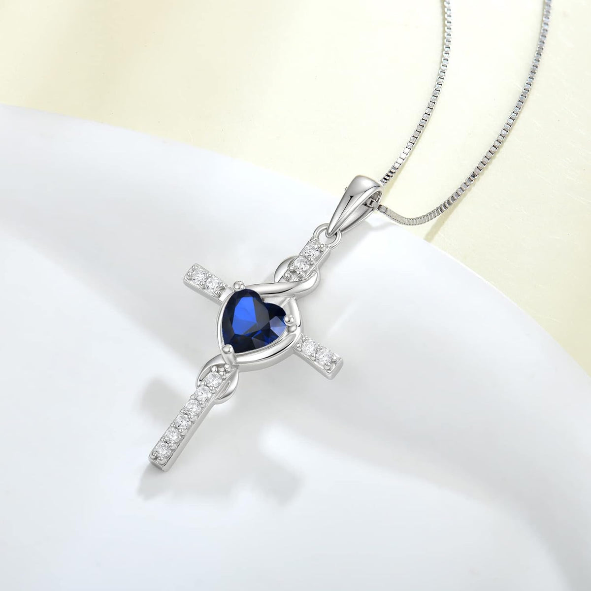 Infinity Cross Necklace 925 Sterling Silver Crucifix Christian Religious Pendant Birthstone Jewelry Gifts for Women