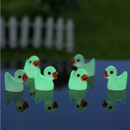 100/50/25/5PCS Mini Luminous Resin Ducks Glow in The Dark Miniature Ornament Tiny Ducks For DIY Fairy Garden Micro Landscape Potted Decoration