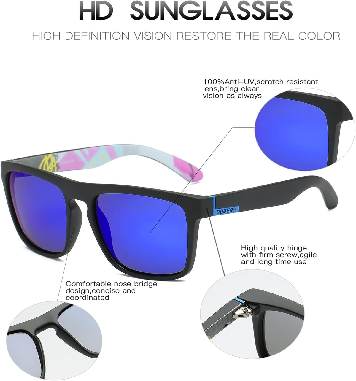 Classic Polarized Sunglasses for Men Women Retro 100% UV Protection Driving Sun Glasses D731