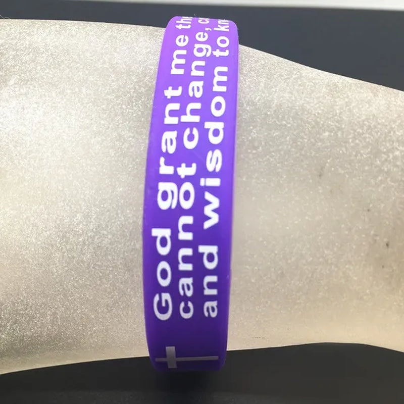 Pack of 30 multi-color jesus christ english cross serenity prayer silicone jewelry bracelets Elastic wristband（mix 7 color）