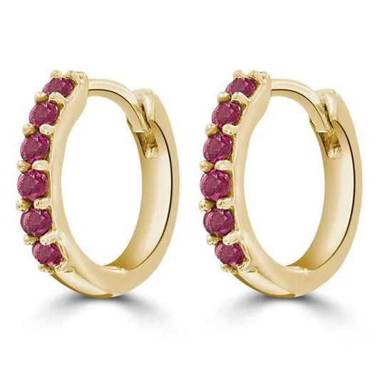 Majesty Diamonds MDR210152 0.25 CTW round Red Ruby Huggie Earrings in 14K Yellow Gold