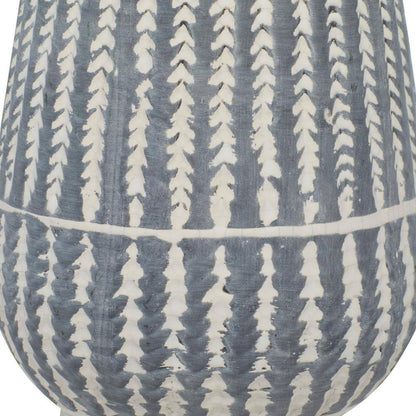 10 In. White Ceramic Decorative Vase with Stripes