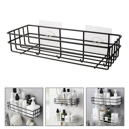 Wall Mounted Hanging Storage Shelf Kitchen Bathroom Shower Storage Rack Punch Free