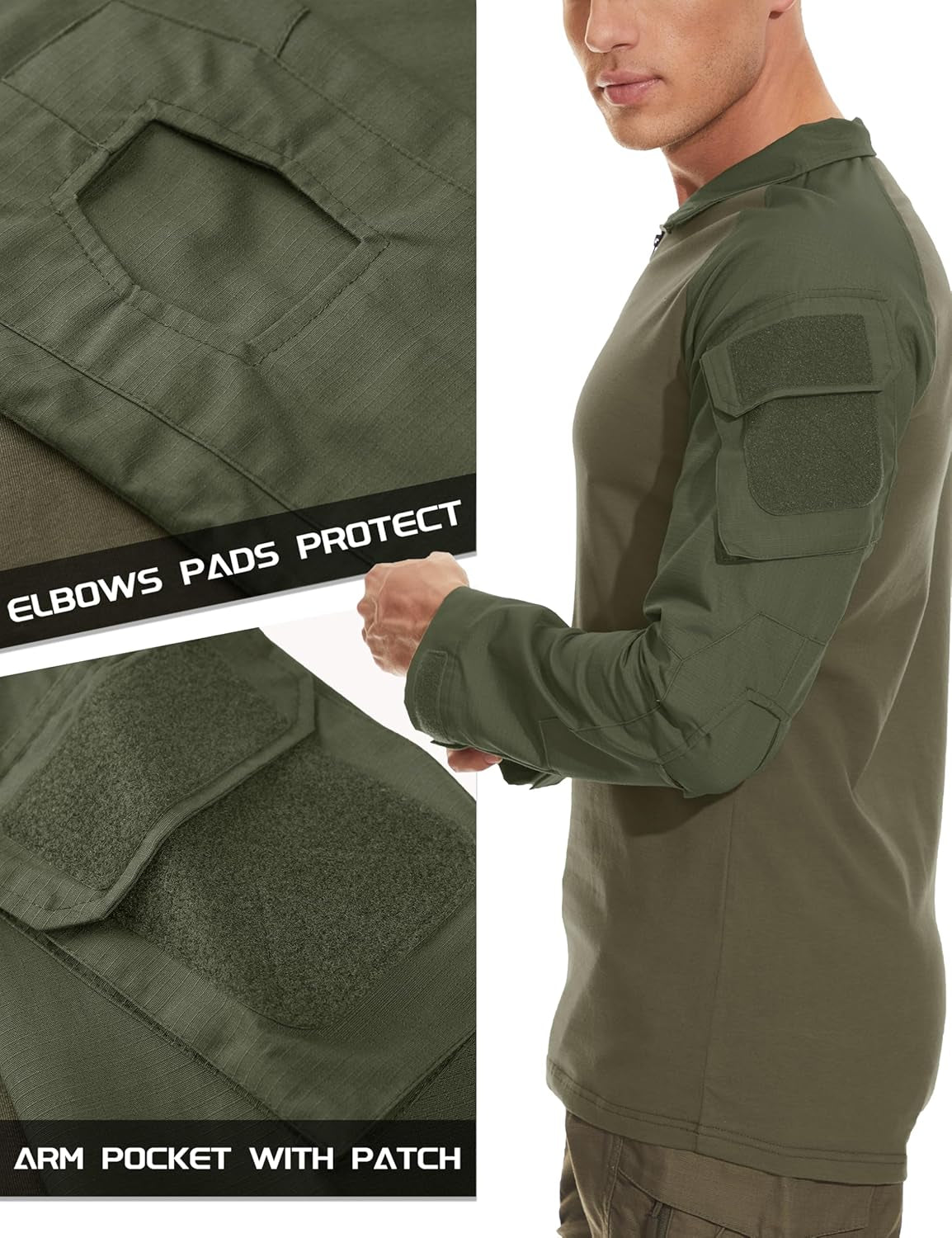 Men'S Tactical Military Shirts 1/4 Zip Long Sleeve Shirt with Pockets