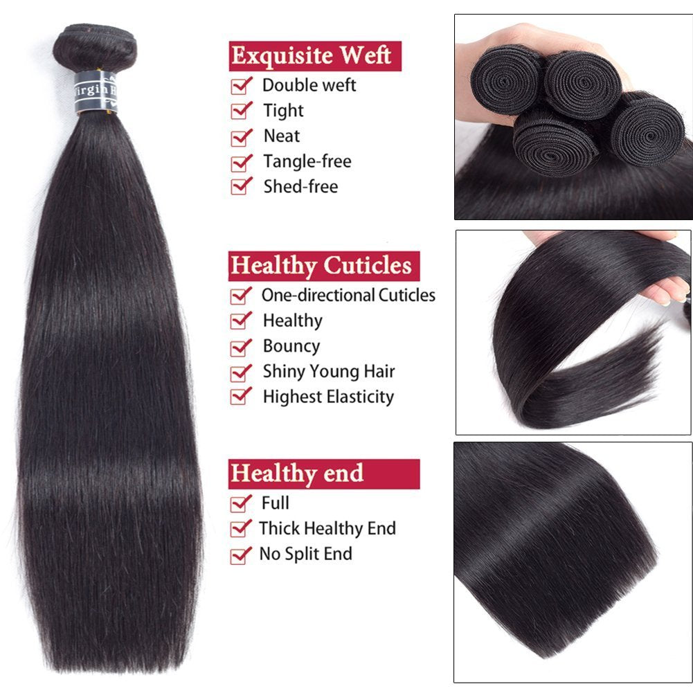 Hair Brazilian Straight Humanhair Bundles 20 Inch Brazilian Virgin Human Hair Bundles One Bundle Natural Black Color