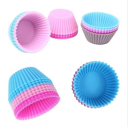12PCS silicone muffin cups, silicone molds in the form of baking cups for kitchen baking tools, cakes and muffin pans (random color)